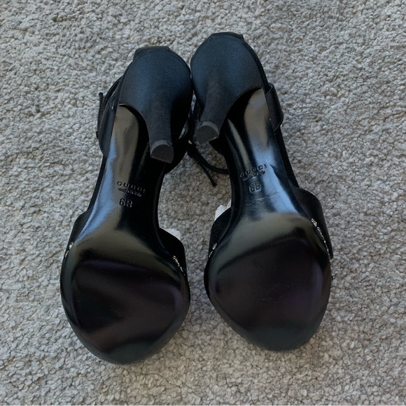 Vintage Gucci Black Satin peep toe heels - Picture 5 of 5